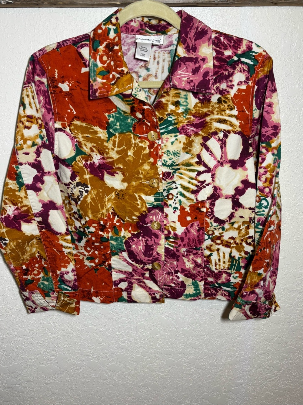 Coldwater Creek Vibrant Floral Button-Up Jacket in Jewel Tones, size small